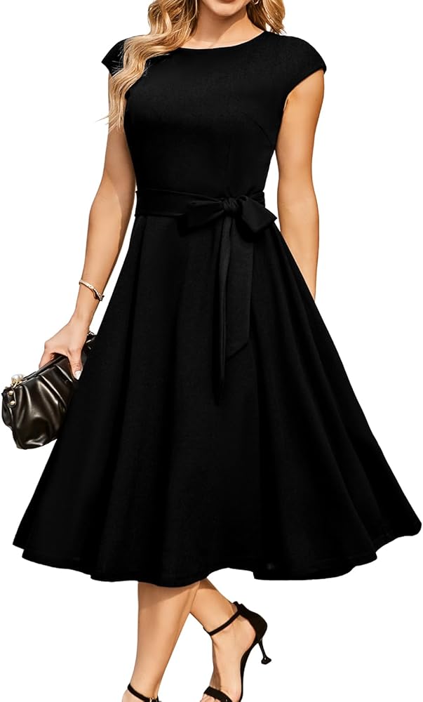 Amazon.com: DRESSTELLS Cocktail Dress, Black Funeral Dresses for ...
