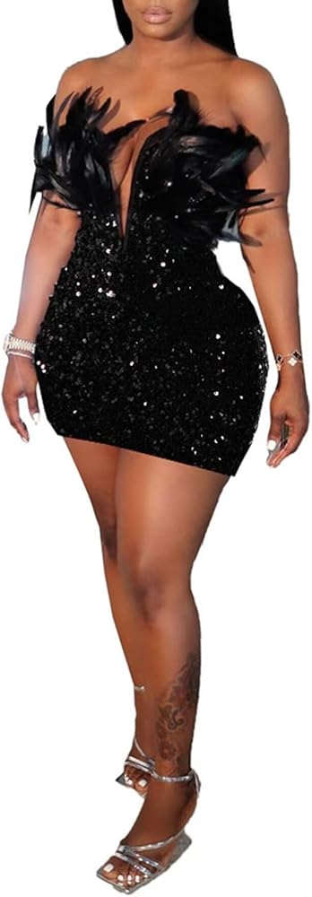 Amazon.com: LROSEY Black Birthday Dresses for Women Sexy Strapless 