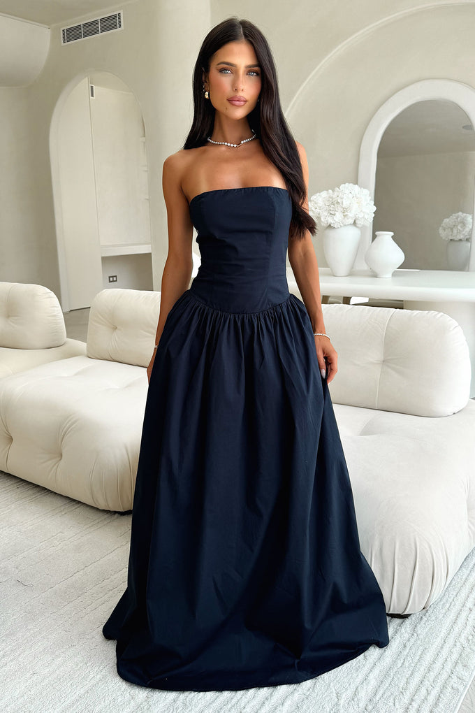 Iridessa Strapless Maxi Dress - Navy – Thats So Fetch US