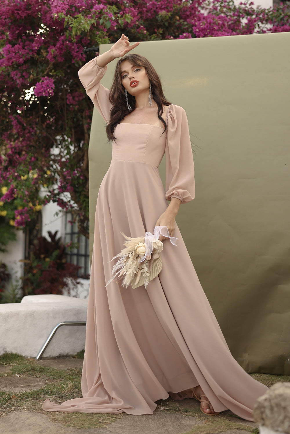 Long Dress Chiffon SIENNA Full Sleeve Chiffon Maxi Dress With ...