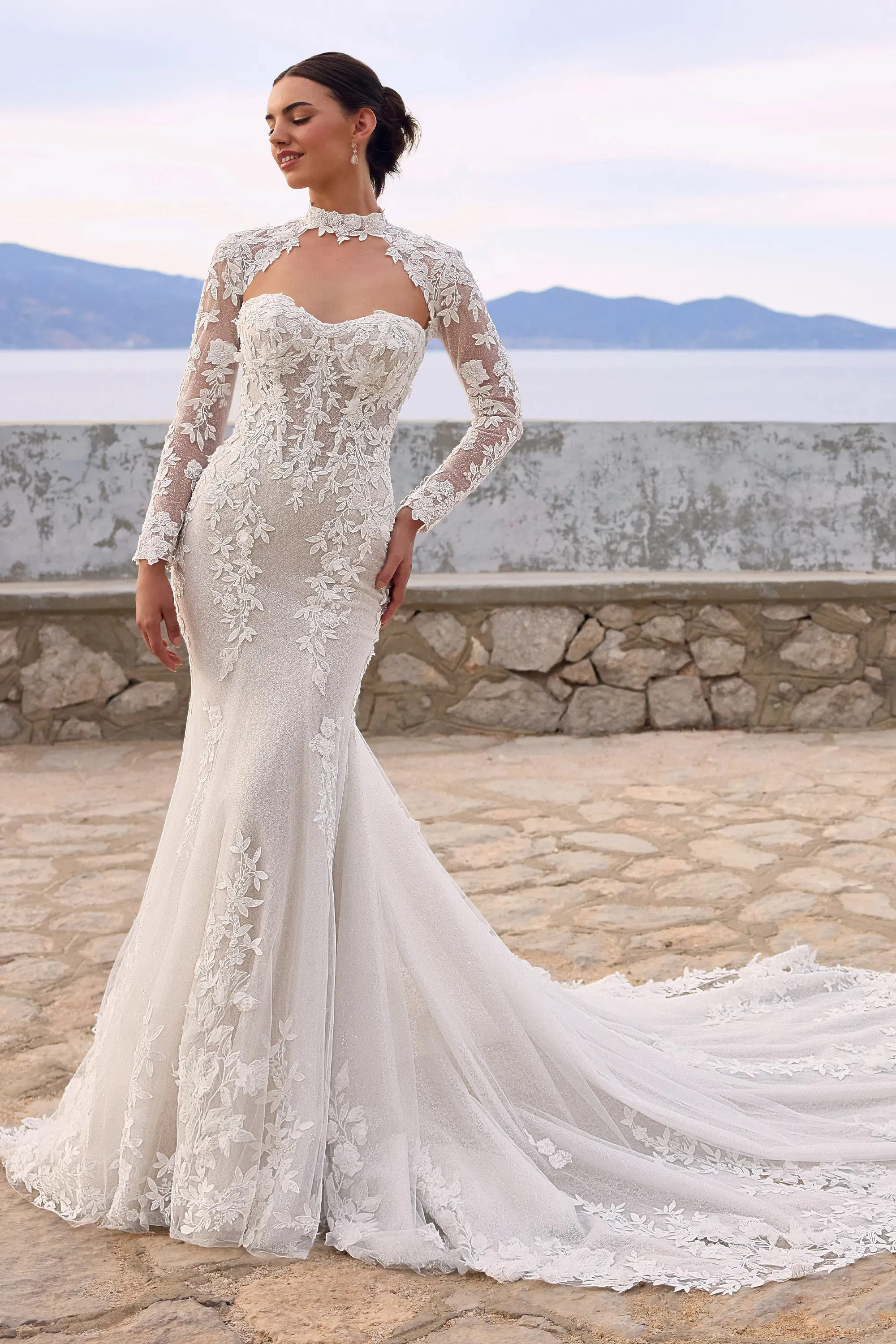 Luxury Lace Wedding Dress with Jacket Bridal Accessory | Sophia ...