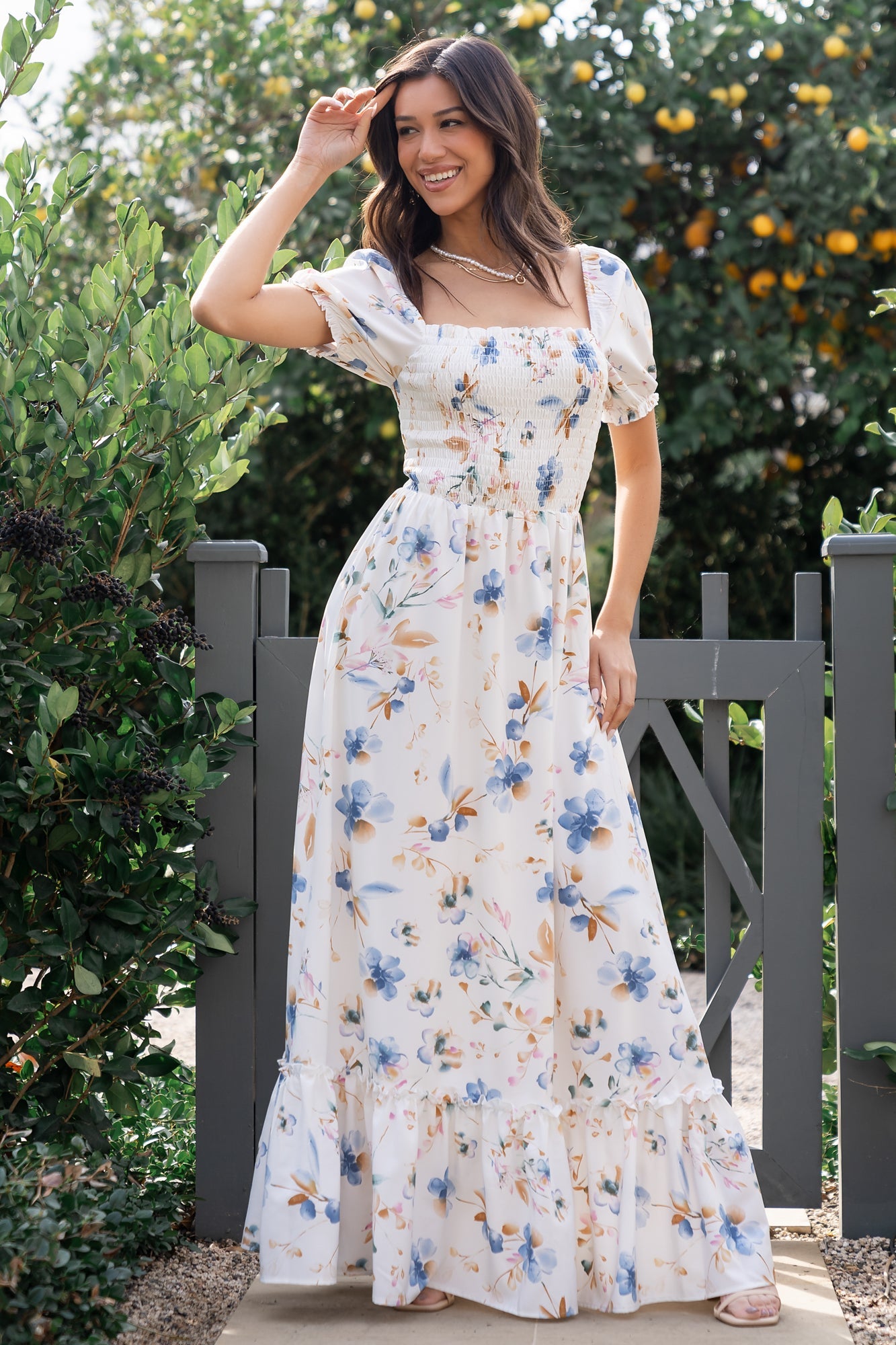 Maxi Dress Smocked Top Baltic Born Womens Capri Smocked Maxi Dress ...