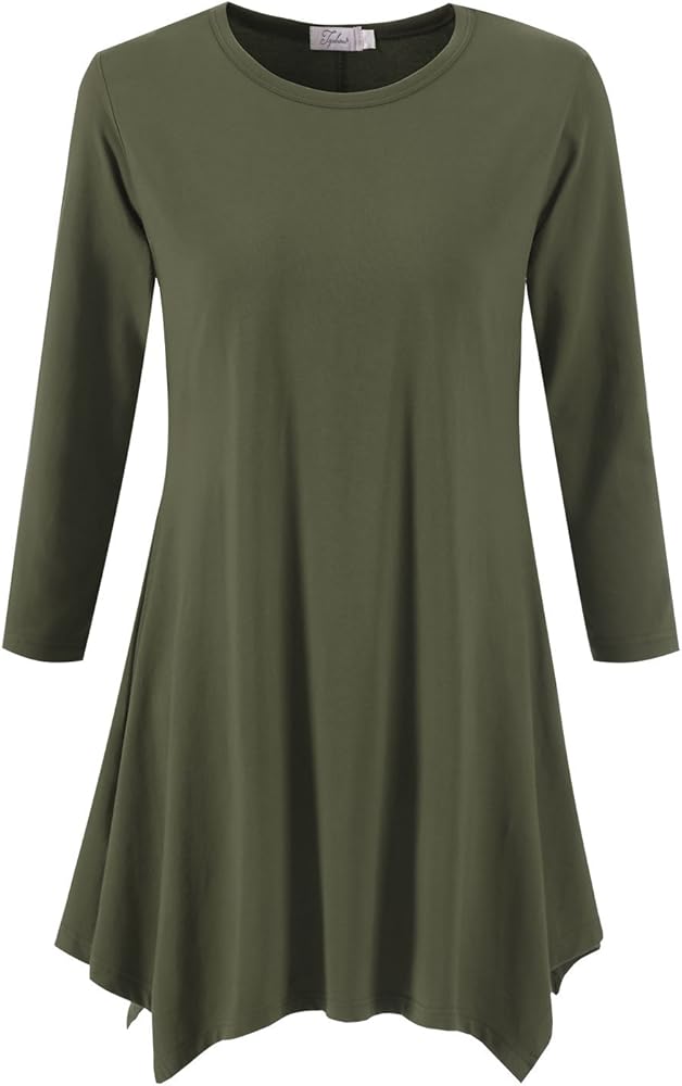 Topdress Women's Swing Tunic Tops 3/4 Sleeve Loose T-Shirt Dress ...