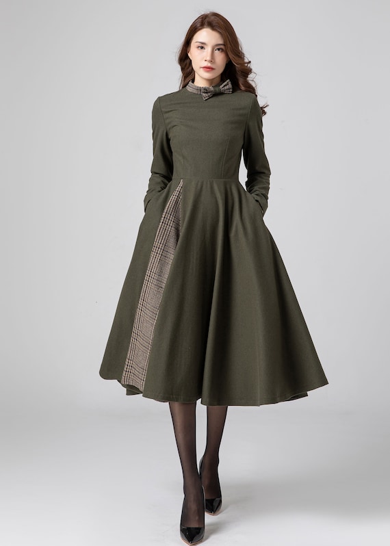 Wool Dress Women, Midi Wedding Dress, Elegant Dress, Warm Winter ...